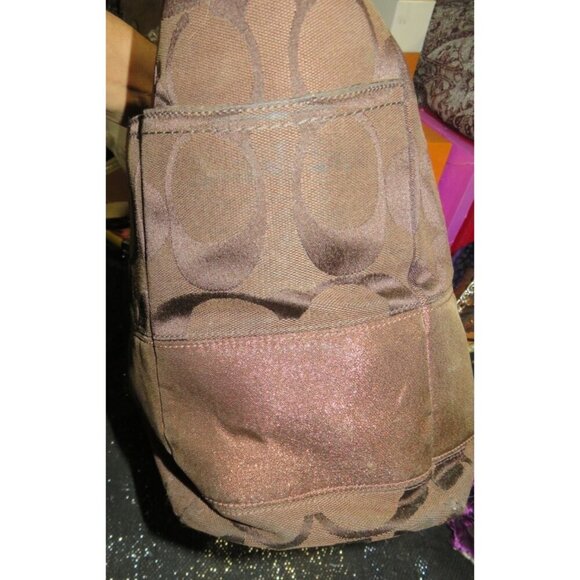 Coach Cursive Creed Limited Edition Brown Signature Jacquard Copper Shimmer Tote - Picture 4 of 14